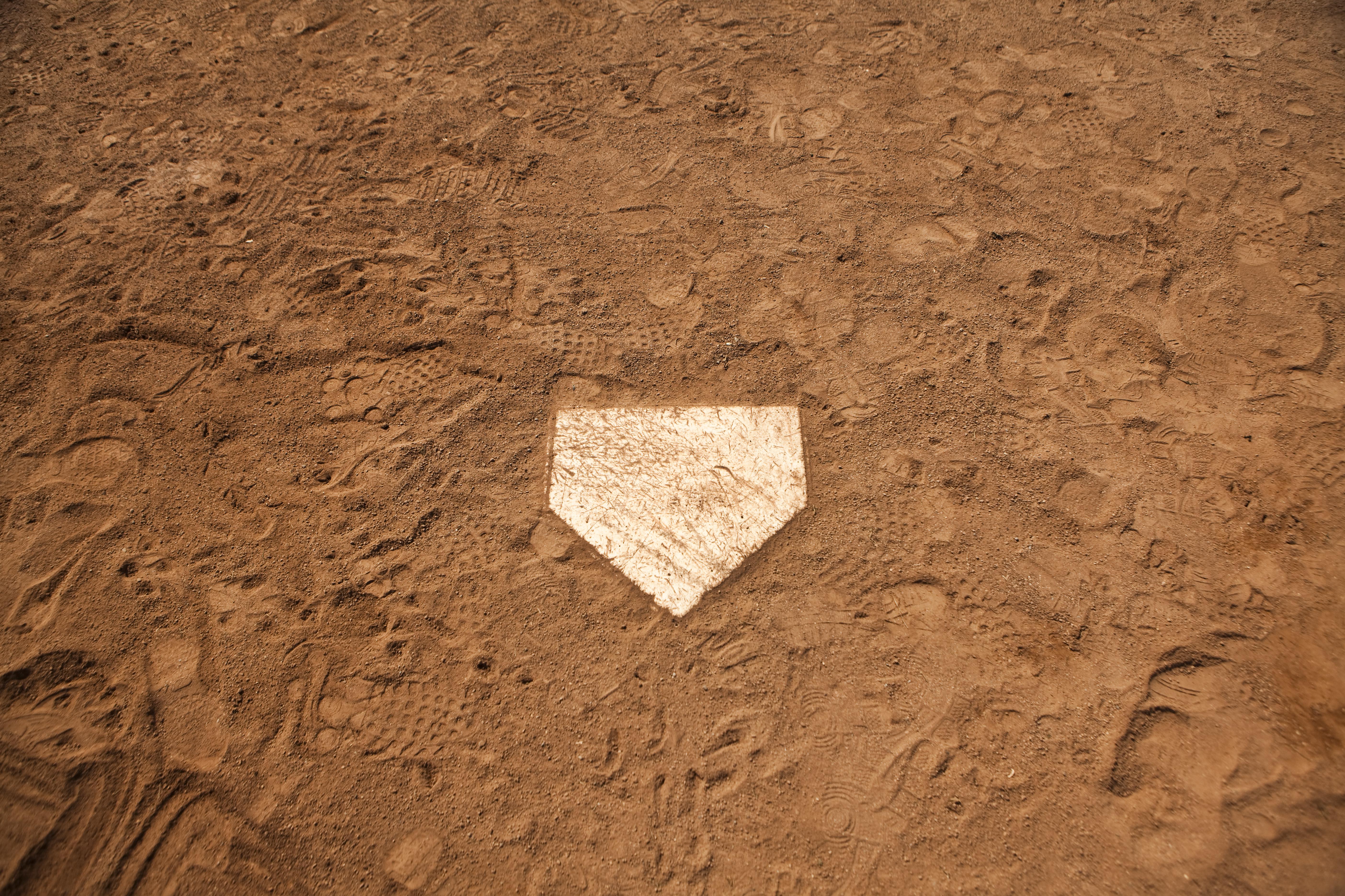 Home base plate on the diamond