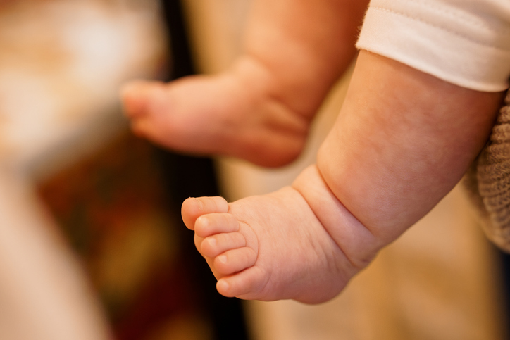 Adorable Close-Up of a Baby's Feet Showing Soft Skin and Tiny Toes